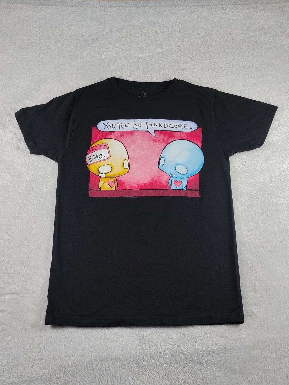Pon & Zi Black Short Sleeve So Hardcore 100% Cotton Graphic T-Shirt Size Medium